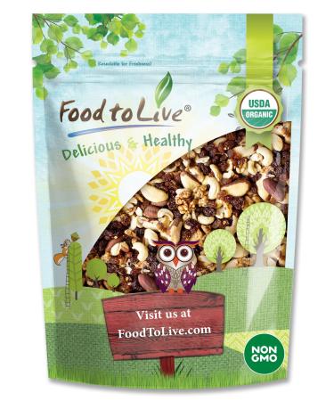 Organic Energy Trail Mix, 1 Pound  Non-GMO and Raw Nuts and Berries including Cashews, Golden Berries, Raisins, Walnuts, and Brazil Nuts. Non-Irradiated, Vegan Superfood, Bulk