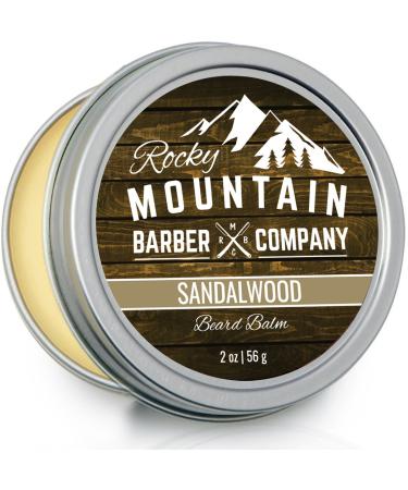 Beard Balm Sandalwood Blend - Rocky Mountain Barber with Nutrient Rich Bees Wax Jojoba Shea Butter Coconut Oil Contains Real Sandalwood Essential Oil