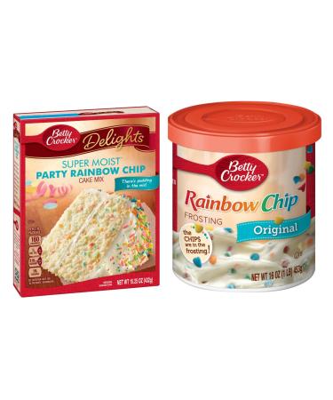 Betty Crocker Party Rainbow Chip Cake Mix and Frosting Bundle.