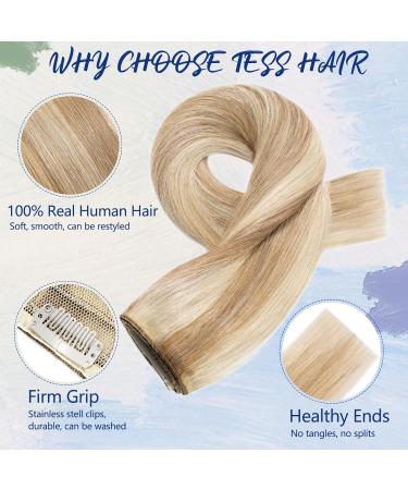 TESS Real Hair Extensions Clip in One Pieces 12 inch Straight Human Hair Extensions with U-shape 6-teeth Snap Clip 12/613 Golden Brown Mixed Bleach Blonde 12 Inch #12P613 Golden Brown & Bleach Blonde - Buy Online on SooperMarket.com