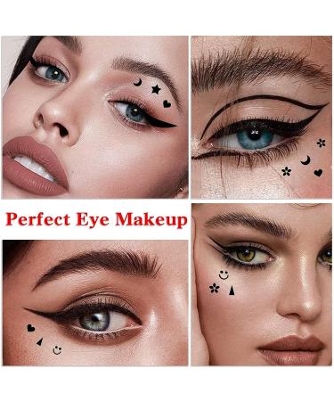 QIUFSSE 6pcs Double-headed Liquid Eyeliner Stamp Set for Women - Waterproof, Smudgeproof, Long Lasting - Love Flowers Moon Stars Smiley Triangles - Buy Online on SooperMarket.com