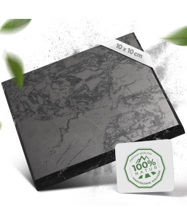Puraja Schungit Platte |Original from Karelia |Handicrafts polished with rounded edges |With a certificate from the Zazhoginskij Mine 10x10 cm (1 -pack)