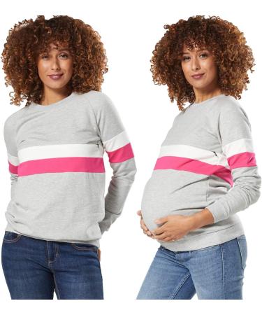 Happy Mama Women's Maternity Nursing Zipped Sweatshirt Striped Jumper 1110 - Grey Melange Size 16 - Buy Online on SooperMarket.com