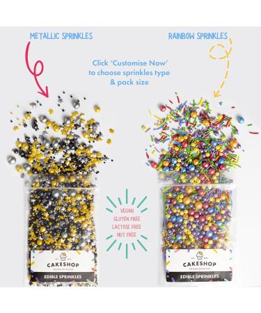 Cakeshop Cake Decoration Pack | Scooter Birthday Theme Premium Double Sided Glitter Card Cake Topper Sign & 25g Party Pack of Cake Sugar Sprinkles | Custom Name Cake Decorations (Black) Prime Glitter Card: Black - Buy Online on SooperMarket.com