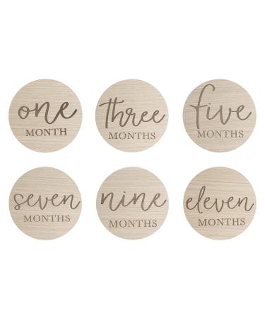 Little Pear Wooden Milestone Photo Cards, Baby Announcement Cards, Double Sided Photo Prop Monthly Milestone Discs, Pregnancy Journey Milestone Markers Natural Wood Milestone Discs
