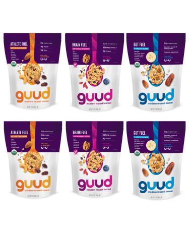 GUUD Fuel Pack Muesli Cereal Variety Pack, 12 Ounce (Pack of 6), Athlete Fuel, Brain Fuel, Gut Fuel, Vegan, Non-GMO Certified, Kosher