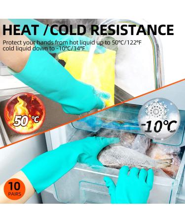 VGO 10 Pairs Reusable Household Gloves - Nitrile Latex-Free Waterproof Kitchen & Gardening Gloves (L Green) - Durable Dishwashing & Cleaning Gloves - Buy Online on SooperMarket.com
