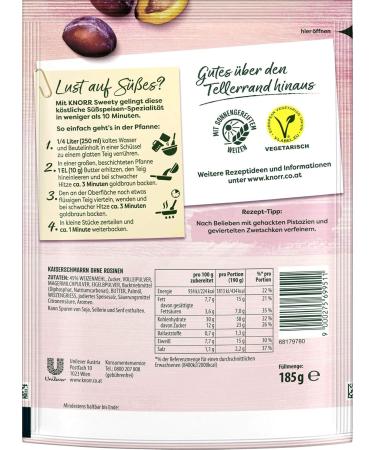 Buy Knorr Sweety Kaiserschmarrn Without Raisins - 2 Portions (185g) | Delicious Austrian Dessert Online - Buy Online on SooperMarket.com