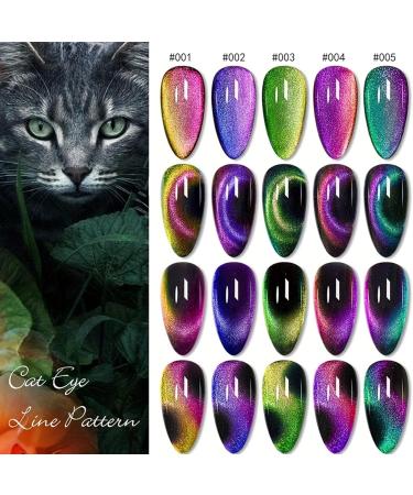 HERBENJOY Cat Eye Gel Nail Polish Set 6 Colors Galaxy Magnetic UV Nail Polish with Magent Stick Base Black Gel Nail Varnish and Universal Rainbow Nail Gel Nail Polish DIY Manicure Nail Salon - Buy Online on SooperMarket.com