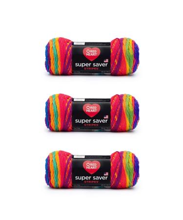 Red Heart Super Saver Yarn 3 Pack Favorite Stripe 3 Count