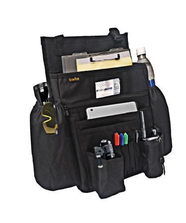 ECWKVN Car Front Seat Organiser -Car File Organiser Heavy Duty Car Passenger Tidy Backseat Organiser-Vehicle Storage Bag with 10 Multi Pockets for Laptops Tablet Cup Holder Black