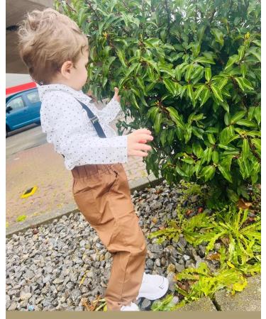 Volunboy Baby Boys Gentleman Suit 4PCS Outfit 2-3 Years | Formal Bow Tie Shirts + Suspenders Pants | Whitedots - Buy Online on SooperMarket.com