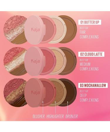 Kaja 3-in-1 Blendable Sculpting Trio - Play Bento | Mango Seed Butter Cream Bronzer, Blush & Highlighter | 02 Cloud Latte - Medium Complexions - Buy Online on SooperMarket.com