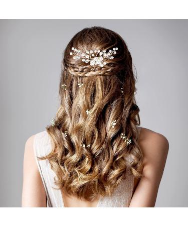 Wedding Pearl Crystal Headpiece Comb Set - Bridal Hair Accessories with Rhinestone Accents - Buy Online on SooperMarket.com
