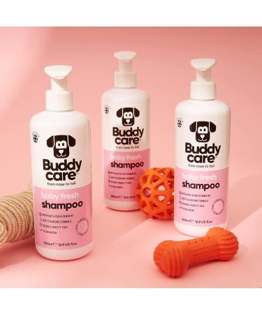 BuddyCare Baby Fresh Dog Shampoo - 3 x 500ml | Puppy Shampoo with Aloe Vera & Provitamin B5 for Dogs 8 Weeks & Older - Fragrant Baby Powder Formula - Buy Online on SooperMarket.com