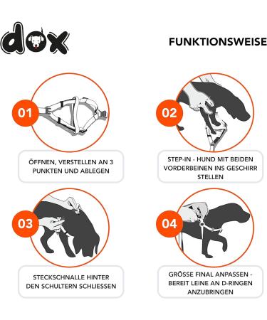 DDOXX Nylon Step-In Dog Harness - Adjustable Orange Puppy Harness for All Sizes - XXS (1.0 x 26-35 cm) - Comfortable & Durable International Shipping - Buy Online on SooperMarket.com