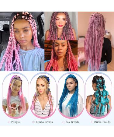 Tess Braids Extensions 60 cm - 5 Pack Jumbo Kanecalon Hair Braids for Box Braids - 100g Pink #10 - Buy Online on SooperMarket.com