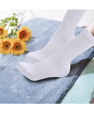 Healeved 2 Pairs Cotton Diabetic Crew Socks - White & Ankle - Elderly Nursing Comfort - Buy Online on SooperMarket.com
