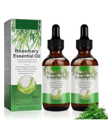 Rosemary oil for hair and scalp (120ml) 100% pure natural rosemary oil for skin care aromatherapy hair thickening deep nourishing scalp strengthening for healthy hair growth 60 ml (2 pack)
