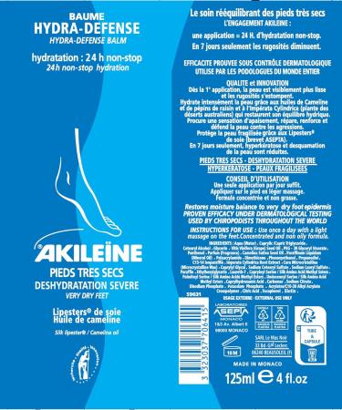 Akileine Bals Hydradefence 125ml - Hydrating Foot Balm for All Skin Types | International Shipping Available - Buy Online on SooperMarket.com