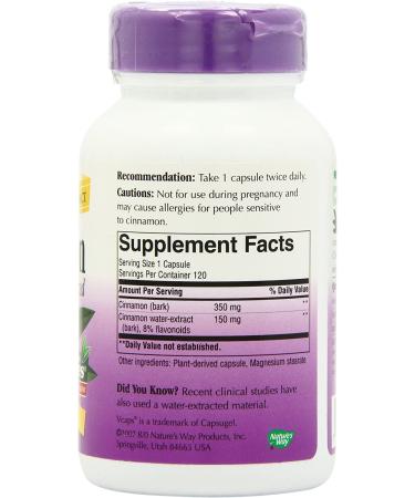 Nature's Way Cinnamon Vcaps 120 Count - Premium Herbal Supplement for Wellness - Buy Online on SooperMarket.com