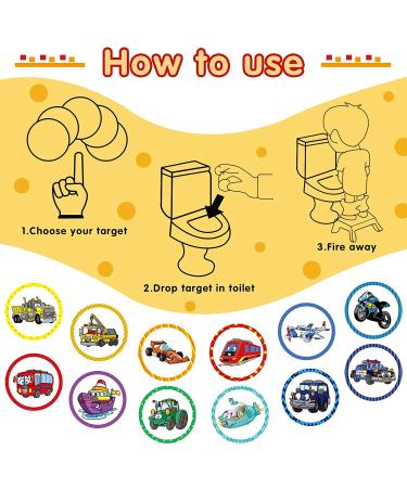 120 Pcs Transportation Style Toilet Targets for Boys | Flushable Pee Targets for Potty Training | Color Paper Tinkle Targets for Safe & Fun Learning - Buy Online on SooperMarket.com