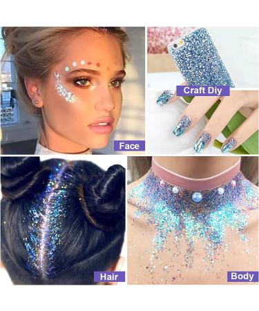 6 Colors Glitter Gel Set for Eyes, Hair, Nails - Sparkling Mermaid Holographic Sequins - Festival & Halloween Makeup Kit - Buy Online on SooperMarket.com