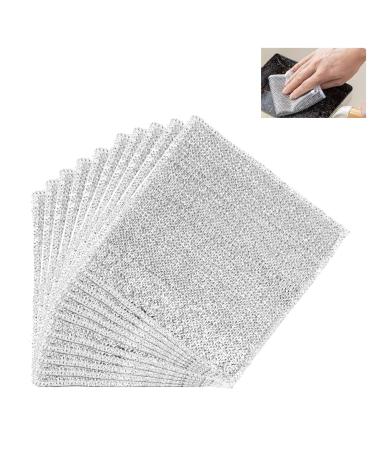 10PCS Multipurpose Wire Dishwashing Rags for Wet and Dry Double Layer Reusable Cleaning Cloths Dish Wire Dishcloth Wire Dish Cloths for Kitchen Bathroom for Dishes Sinks Counters Stove Tops