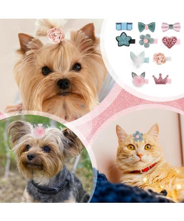 10 Pcs Small Dog Hair Clips Dog Hair Bows Puppy Hair Barrettes Pet Hair Accessories Puppy crown accessories flower accessories heart accessories Hairpin Cat Topknot Beauty Accessories(Ten Styl - Buy Online on SooperMarket.com