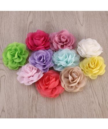 Frcolor 20pcs 3D Rose Flower Hair Clip Set - Chiffon Rose Clips for Women and Girls - Buy Online on SooperMarket.com