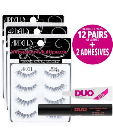 Ardell Multipack Lashes Demi Wispies - 12 pairs & duo Brush eyelash glue Dark - 2 Packs 5 Count - Buy Online on SooperMarket.com