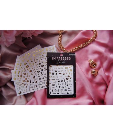 Impeccable 5 Sheets Luxury Nail Art Stickers - 500+ Gold Customized Decals for Fake Nail Designs and Salon Accessories - Buy Online on SooperMarket.com