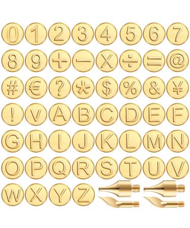 56 Pieces Wood Burning Tip Letter Wood Burning Tip Set Including Alphabet Number Symbol for Wood Burner Craft DIY Embossing Carving Wood Burning