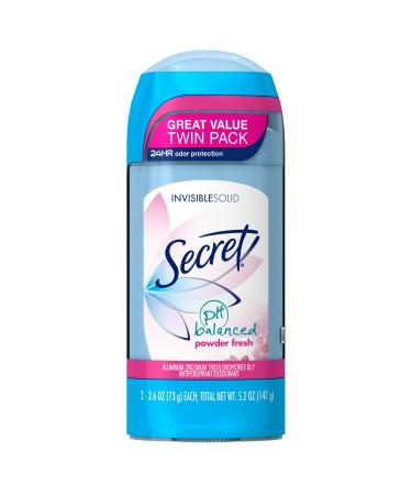Secret Anti-Perspirant Deodorant Invisible Solid Powder Fresh Twin Pack 5.20 oz