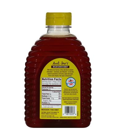 Aunt Sue's Raw & Unfiltered Wildflower Honey 32oz (2 LB) - Pure Strained Honey - Buy Online on SooperMarket.com