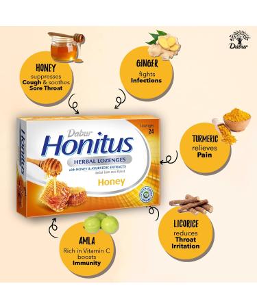Dabur Honitus Herbal Lozenges - 24 Lozenges | Soothing Honey Flavor for Cough & Sore Throat Relief - Buy Online on SooperMarket.com
