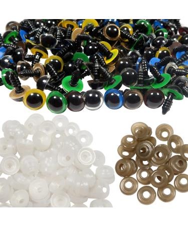 TOAOB 140pcs 12mm Colorful Plastic Safety Eyes Craft Eyes with Washers for Stuffed Animals Amigurumis Crochet Bears Dolls Making