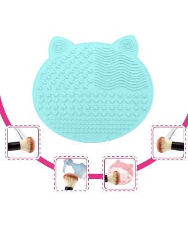  2-Pack Makeup Brush Cleaning Mat Cute Cat Ear Animal Design Silicone Portable Brush Cleaner Pad Washing Tools with Suction Cups US Patent Registered (Purple+Green) - Buy Online on SooperMarket.com