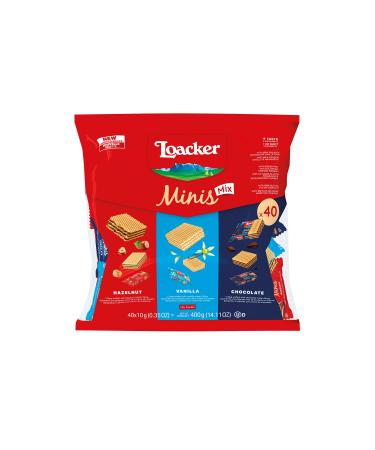 Loacker Minis Individually Wrapped Wafer Cookies | Variety Pack with 40 Wafers | Hazelnut, Chocolate and Vanilla Filling | Non-GMO, No Artificial Flavorings, Added Colors or Preservatives | Snack for Lunchbox, Office & On-the-Go | 14.11 oz
