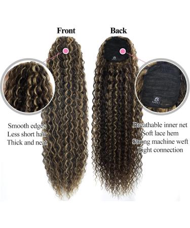 30 inch Long Curly Drawstring Ponytail Extension in P4/27# Synthetic Hair - Women's Hairpiece - Buy Online on SooperMarket.com
