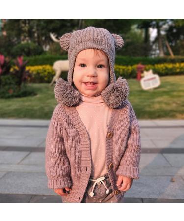 KAKU NANU Toddler Winter Hat with Double Pom Pom | Fleece Lined Beanie for Baby Boys & Girls 6-12 Months | Dark Purple - Buy Online on SooperMarket.com
