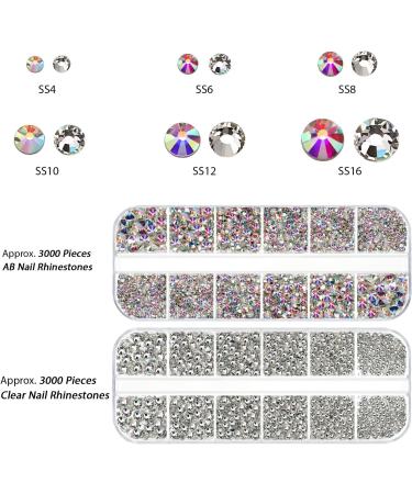 9000-Piece Nail Art Rhinestones Set - Colorful Crystal Gems with Picker & Tweezers | Mixed Sizes for Nail Design - Buy Online on SooperMarket.com