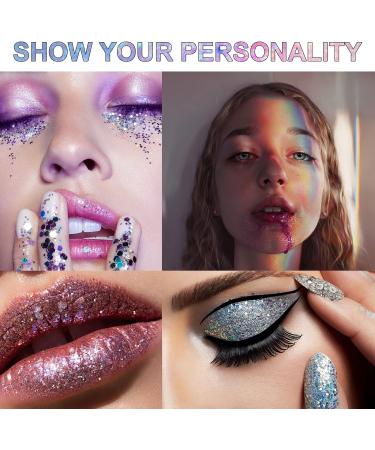 White Holographic Mermaid Sequins Body Glitter Gel - Long Lasting & Waterproof for Face, Body, Hair, and Nails - Perfect for Concerts, Parties, and Festivals - Buy Online on SooperMarket.com