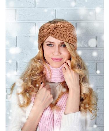 Chunky Knit Headband Set for Women - Black, Dark Grey, Camel, Beige - Buy Online on SooperMarket.com