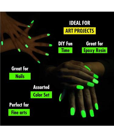 Pack of 24 Glow in the Dark Powder - Luminous Pigment for Slime, Nails & Resin - Fluorescent UV Neon Color Changing, Phosphorescent & Non-Toxic - Buy Online on SooperMarket.com