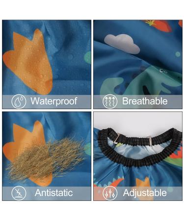 Kids Haircut Cape & Neck Duster Brush Set | Adjustable Blue Dinosaur Barber Cape for Kids - Buy Online on SooperMarket.com