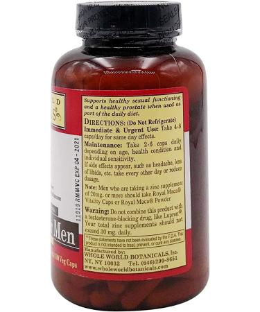 Royal Maca for Men - Gelatinized 500mg - 180 Vegetarian Capsules | Whole World Botanicals - Buy Online on SooperMarket.com