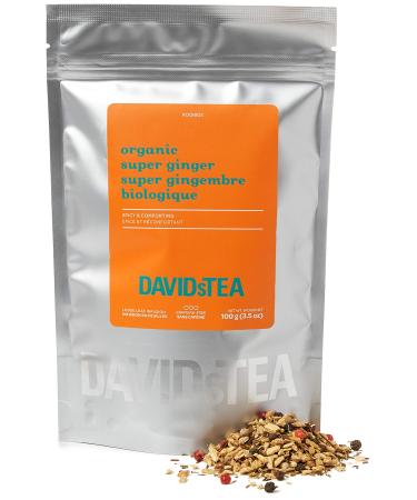 DAVIDsTEA Organic Super Ginger Loose Leaf Tea, Premium Caffeine-Free Ginger Tea with Rooibos and Peppercorns, 4 oz / 113 g
