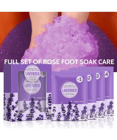 Foot Soak for Foot Spa Lavender 4PCs Foot Pack with Foot Soak Foot Scrub Foot Mask Foot Lotion Foot Care Jelly Pedicure Packs Foot Spa Soak for Dry Hard Rough skin Eliminate Fatigue (Lavender) - Buy Online on SooperMarket.com