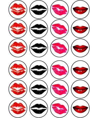24 Lips Wafer Cupcake Toppers Edible Premium Thickness Sweetened Vanilla Wafer Card Cupcake Decorations - Buy Online on SooperMarket.com